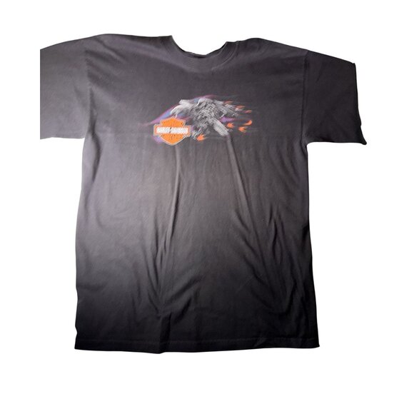 Harley Davidson Mens Black Graphic T-Shirt Flame Eagle Logo XL - Picture 2 of 8